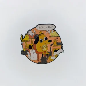 Pin metálico this is fine meme gatos - catdumen
